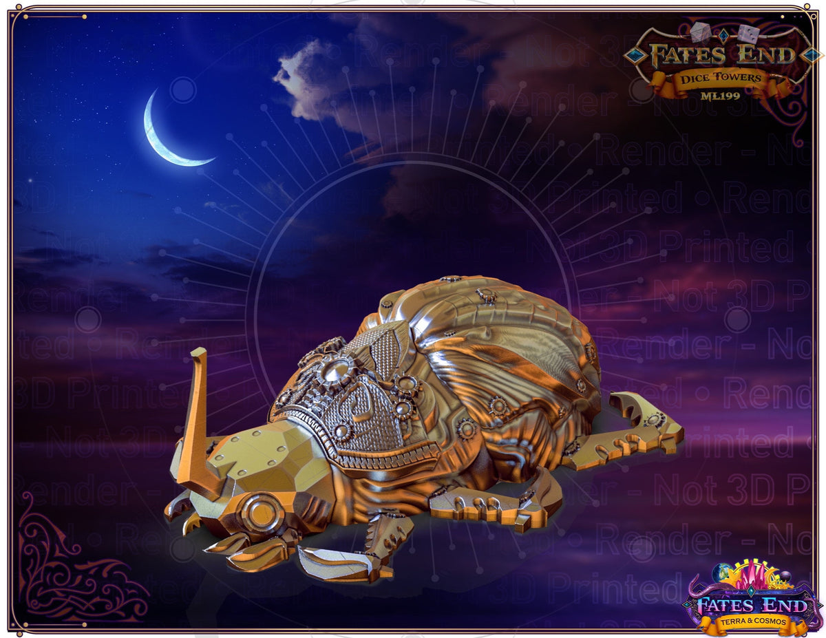 Clockwork Steampunk Scarab Dice Jail/Box/Vault - Fate's End Collection - Guard Your Dice with Ancient Gears and Timeless Elegance!