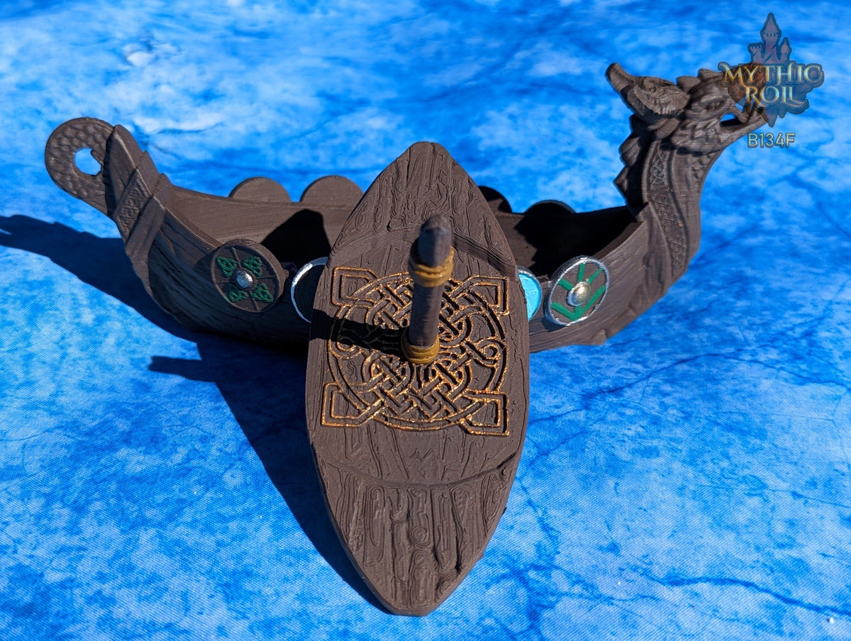 Viking Longboat 3D Printed Dice Jail | RPG Dice Vault | D20 Storage Box | Player Gift | Mythic Roll by Unchained Games