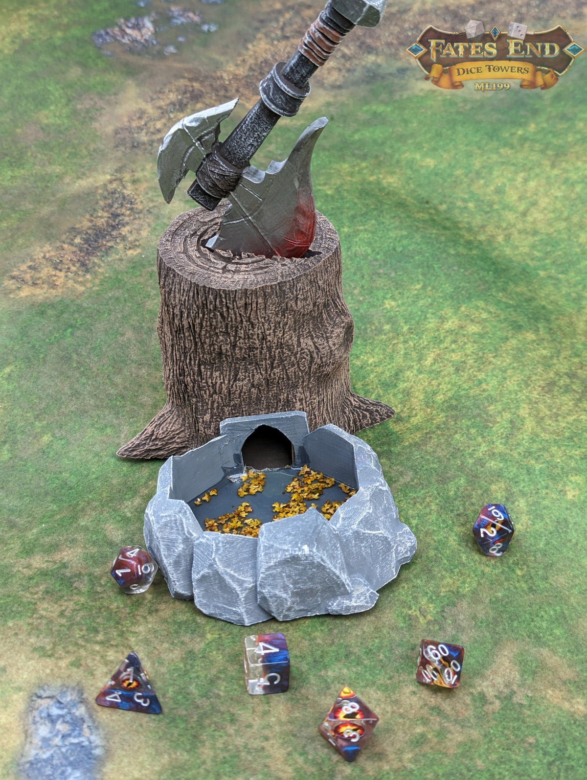 Barbarian Axe 3D Printed RPG Dice Tower - Fate's End Collection - Unleash the Untamed Spirit of Furhaven with Every Dice Toss.
