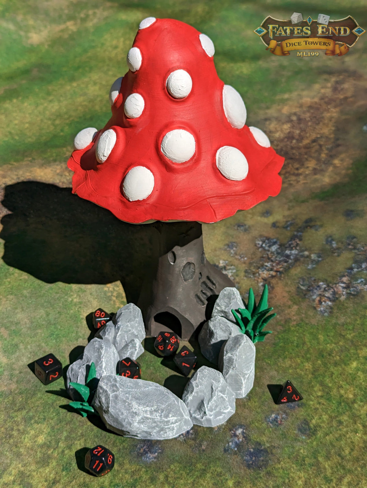 Mushroom 3D Printed Dice Tower - Fate's End Furhaven Collection - Venture into an Enchanted Realm!