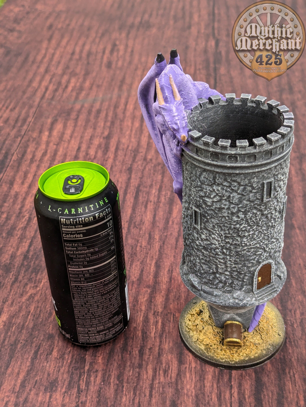Dungeon Master 3D Printed Koozie- Dragon Can Holder- Mythic Mugs by Ars Moriendi 3D- Unleash Your Inner Game Master!