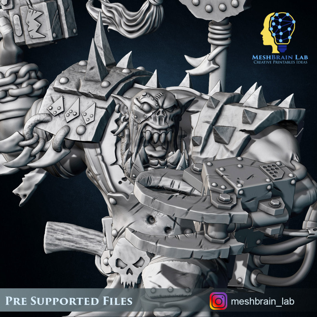 3d Printed Ork Boss Big Klaw by Meshbrain Labs Miniatures