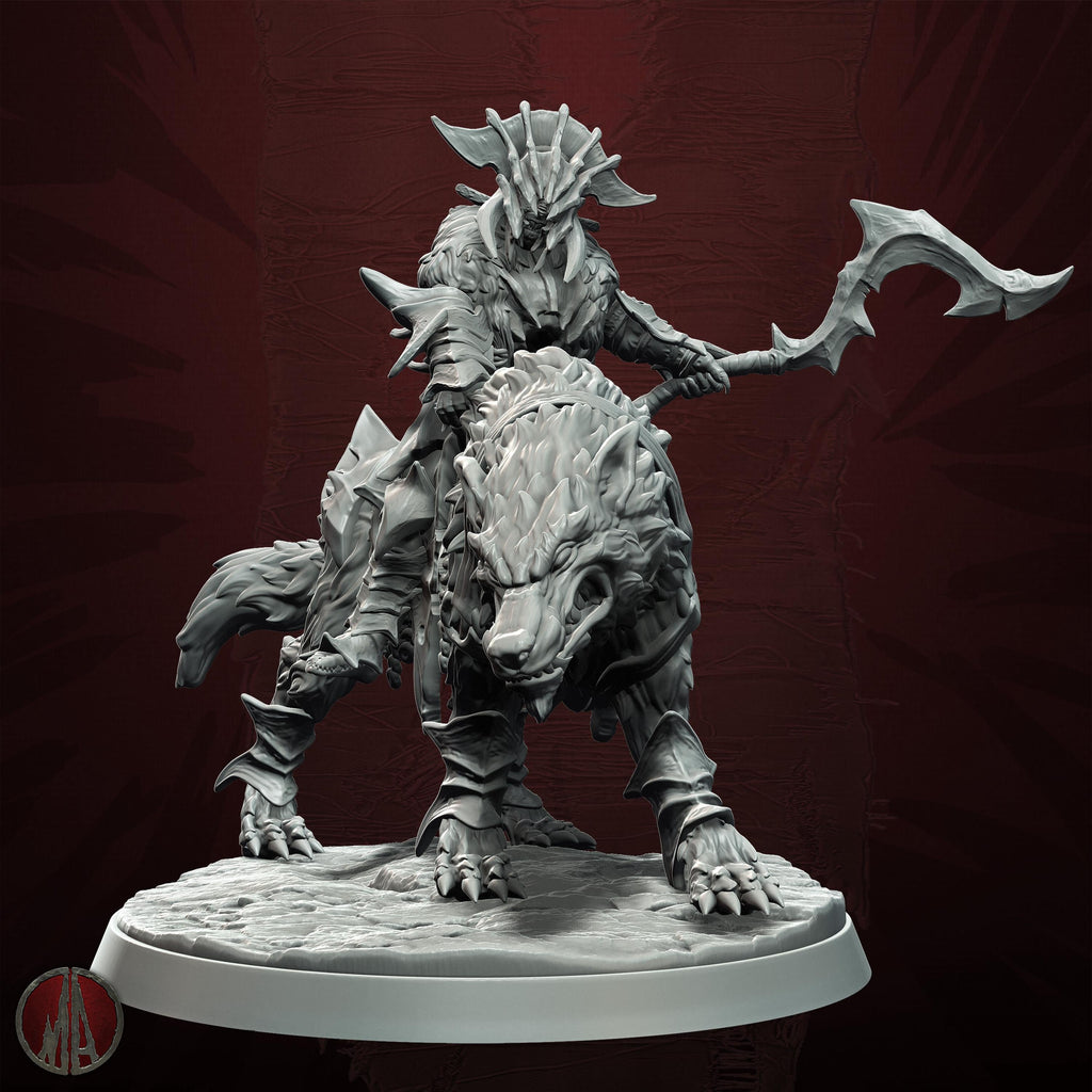 3D printed Orc Dire Wolf Riders by Monolith Arts