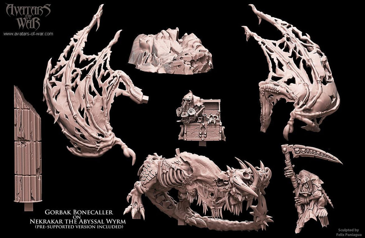 3D Printed Gorvak Bonecalled on Abyssal Wyrm by Avatars of War
