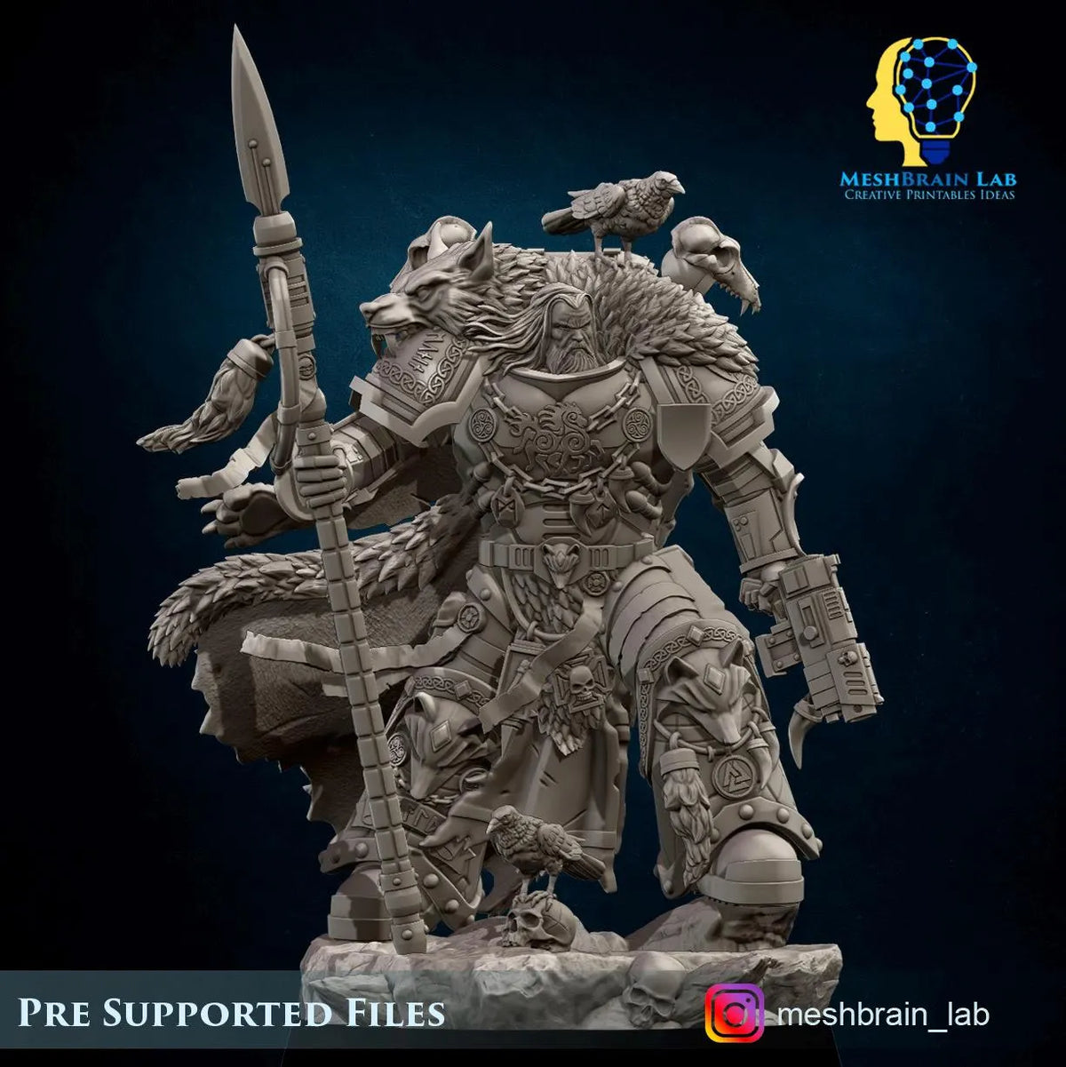 3d Printed Sons of the Aesir Chapter Lord by Meshbrain Labs Miniatures