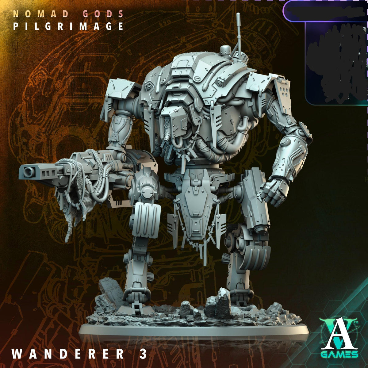 3D Printed Archimandrite Wanderer, Giant Robot Walker by Archvillain Games