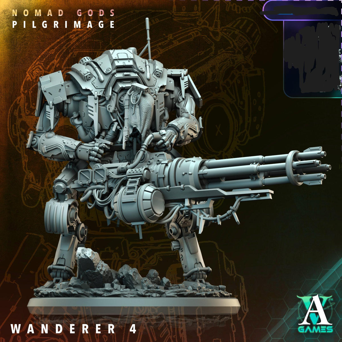 3D Printed Archimandrite Wanderer, Giant Robot Walker by Archvillain Games
