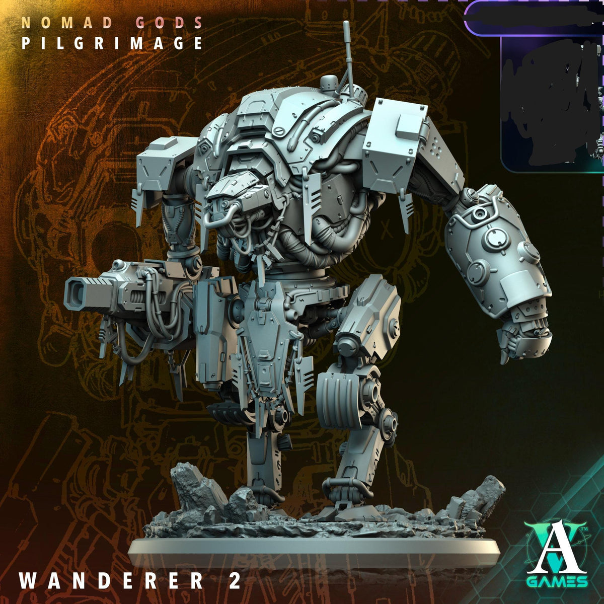 3D Printed Archimandrite Wanderer, Giant Robot Walker by Archvillain Games