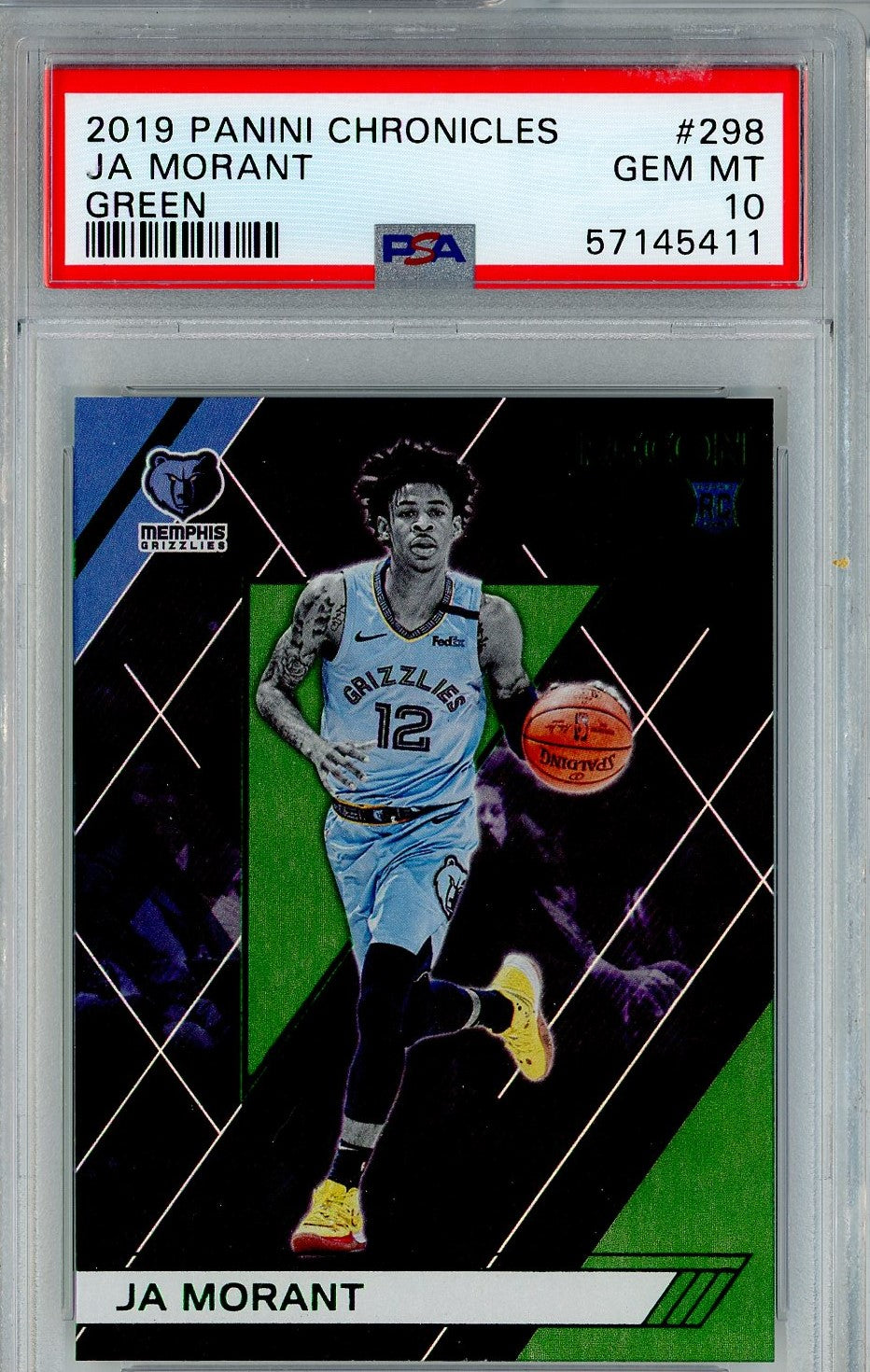 Graded 2019 Panini Chronicles Ja Morant #298 Green Rookie RC Basketball Card PSA 10 Gem Mint