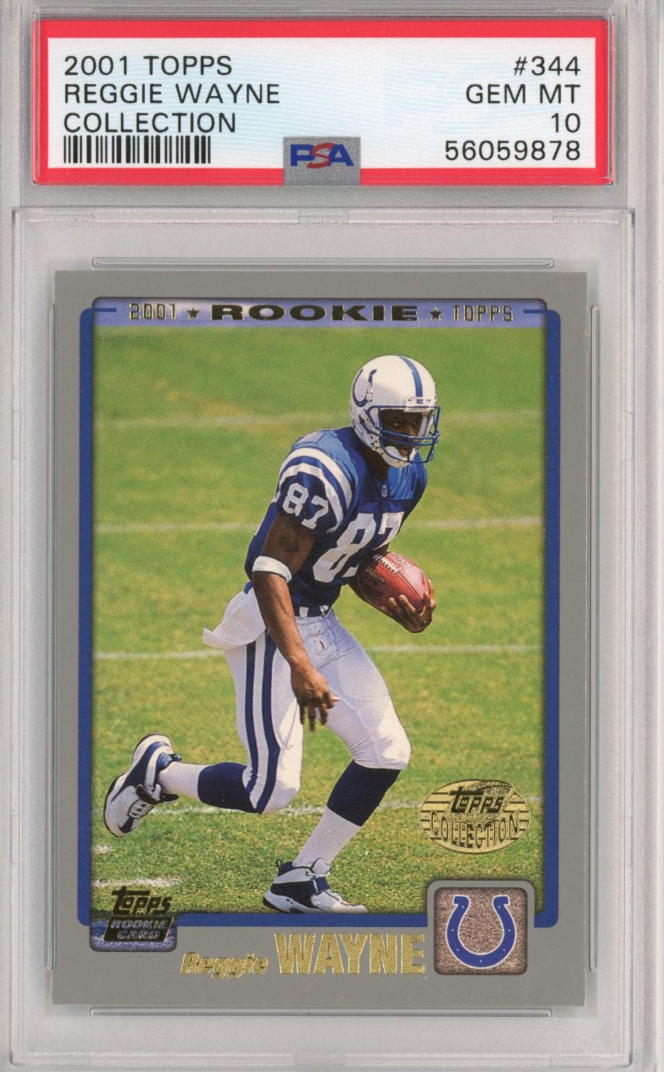 Graded 2001 Topps Collection Reggie Wayne #344 Rookie RC Football Card PSA 10 Gem Mint