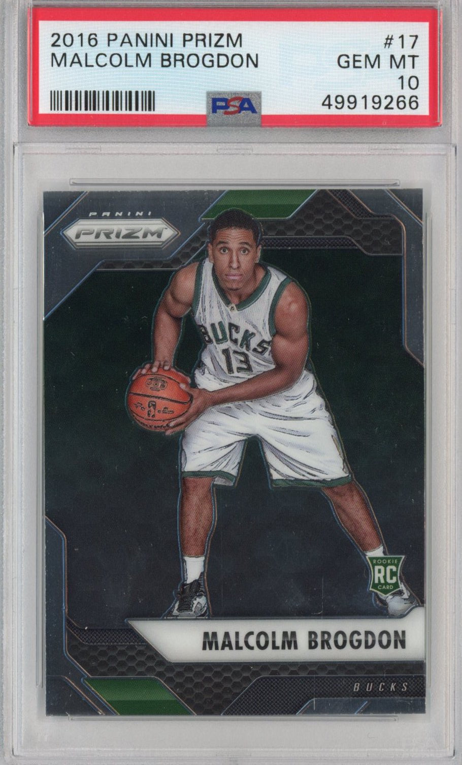 Graded 2016-17 Panini Prizm Malcolm Brogdon #17 Rookie RC Basketball Card PSA 10 Gem Mint