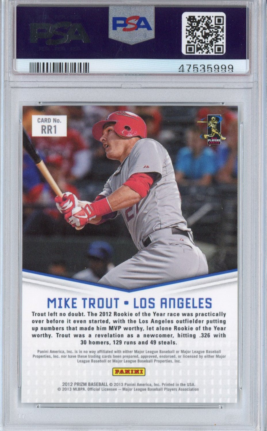 Graded 2012 Panini Prizm Mike Trout #RR1 Rookie Relevance RC Baseball Card PSA 10 Gem Mint