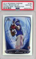 Graded 2014 Bowman Chrome Odell Beckham Jr. #190 Refractor Facing Side Rookie RC Football Card PSA 10 Gem Mint