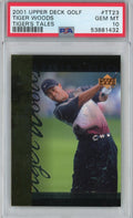 Graded 2001 Upper Deck UD Golf Tiger Woods #TT23 Tiger's Tales Rookie RC Golf Card PSA 10 Gem Mint