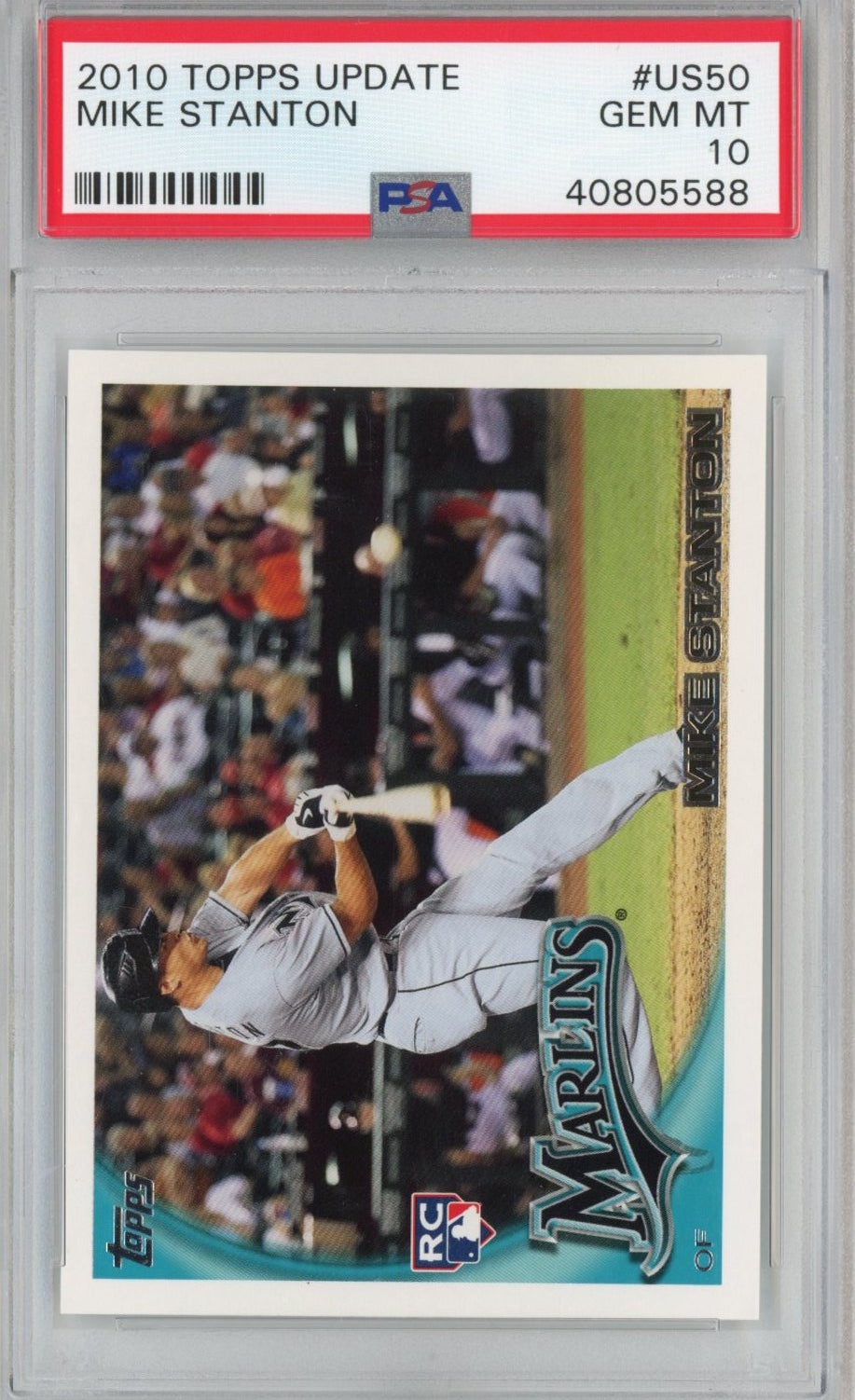 Graded 2010 Topps Update Mike Giancarlo Stanton #US50 Rookie RC Baseball Card PSA 10 Gem Mint