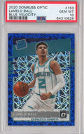 Graded 2020-21 Panini Donruss Optic LaMelo Ball #153 Blue Velocity Rated Rookie RC Basketball Card PSA 10 Gem Mint