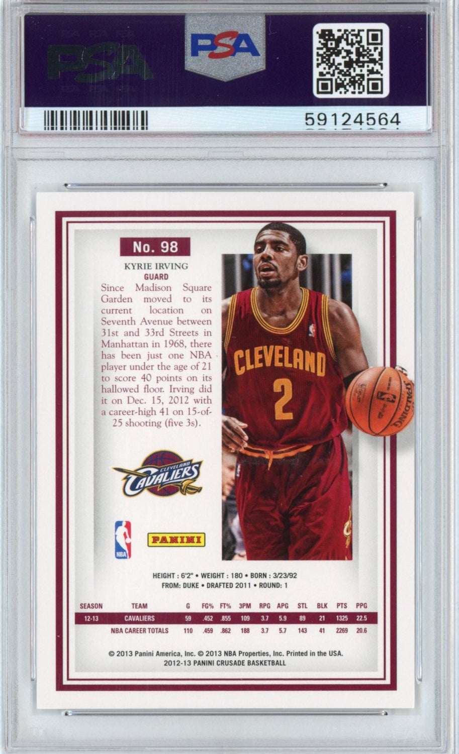 Graded 2012-13 Panini Crusade Kyrie Irving #98 Rookie RC Basketball Card PSA 10 Gem Mint