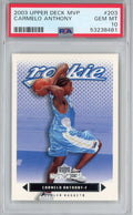 Graded 2003-04 Upper Deck UD MVP Carmelo Anthony #203 Rookie RC Basketball Card PSA 10 Gem Mint