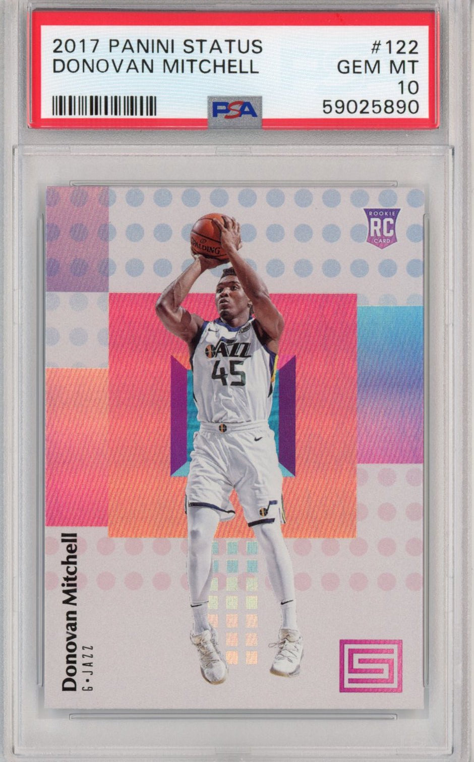 Graded 2017-18 Panini Status Donovan Mitchell #122 Rookie RC Basketball Card PSA 10 Gem Mint