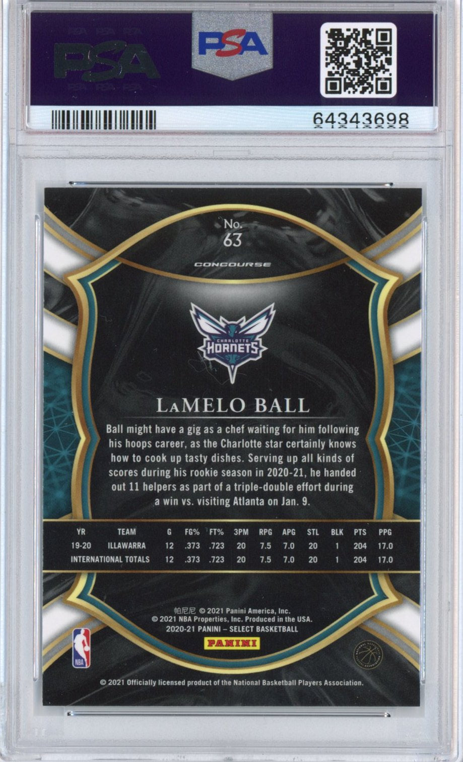 Graded 2020-21 Panini Select LaMelo Ball #63 Blue Retail Rookie RC Basketball Card PSA 10 Gem Mint
