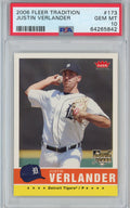 Graded 2006 Fleer Tradition Justin Verlander #173 Rookie RC Baseball Card PSA 10 Gem Mint