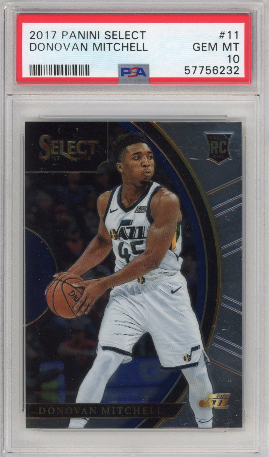 Graded 2017-18 Panini Select Donovan Mitchell #11 Concourse Rookie RC Basketball Card PSA 10 Gem Mint