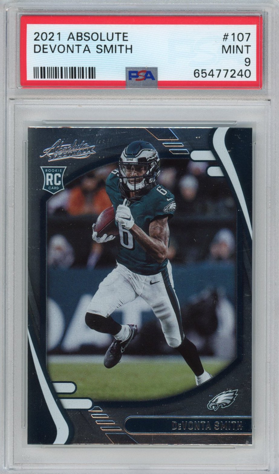 Graded 2021 Panini Absolute DeVonta Smith #107 Rookie RC Football Card PSA 9 Mint