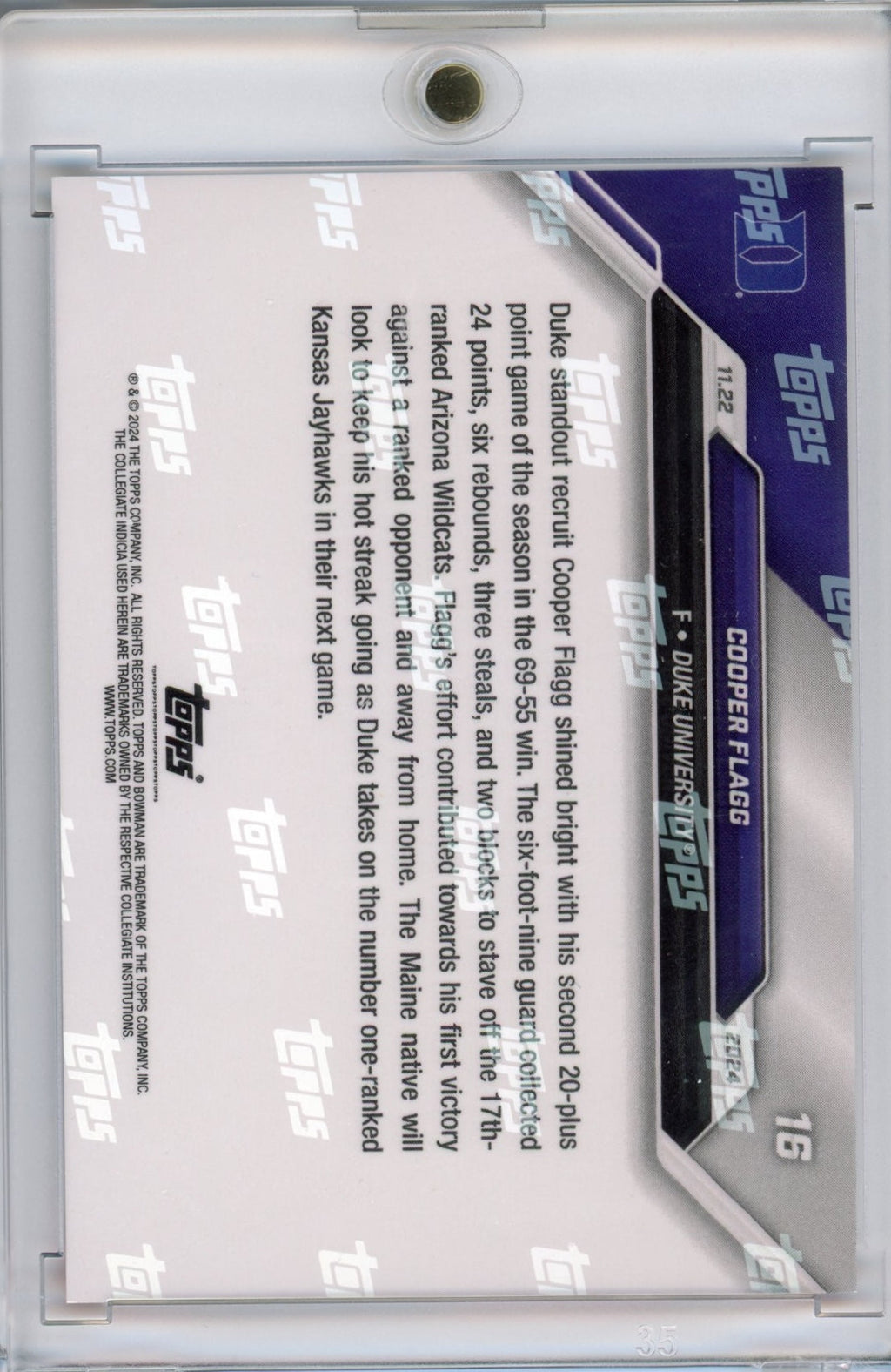 2024 Topps Bowman U Now Cooper Flagg #16 Red #/10 Duke Blue Devils Rookie RC Basketball Card