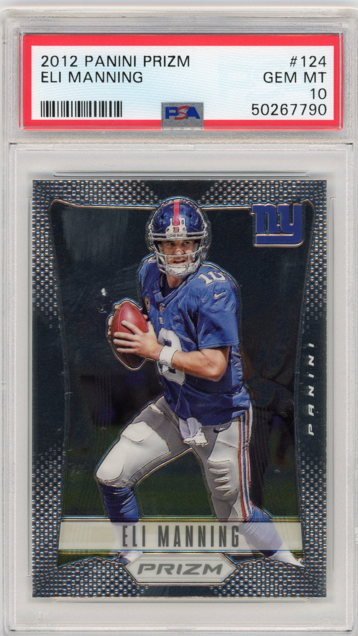 Graded 2012 Panini Prizm Eli Manning #124 Football Card PSA 10 Gem Mint