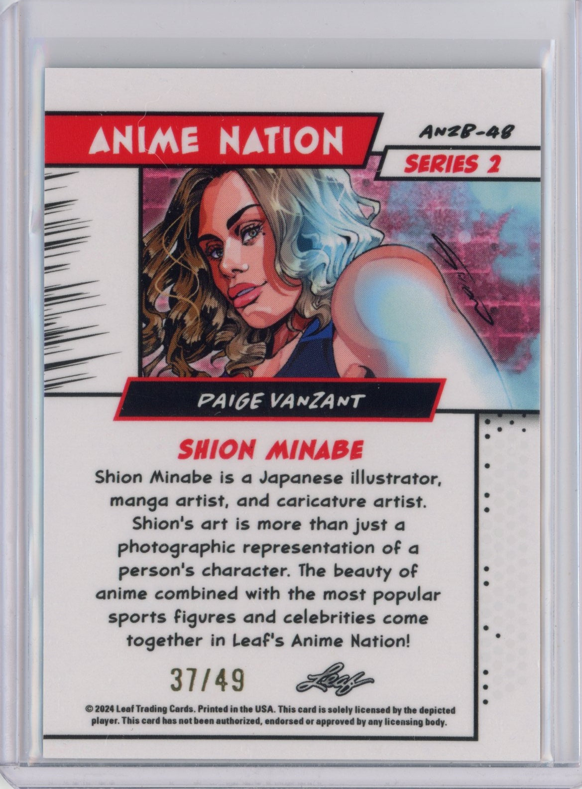 2025 Leaf Web Exclusives Anime Nation Paige VanZant #48 Purple /49 MMA Card