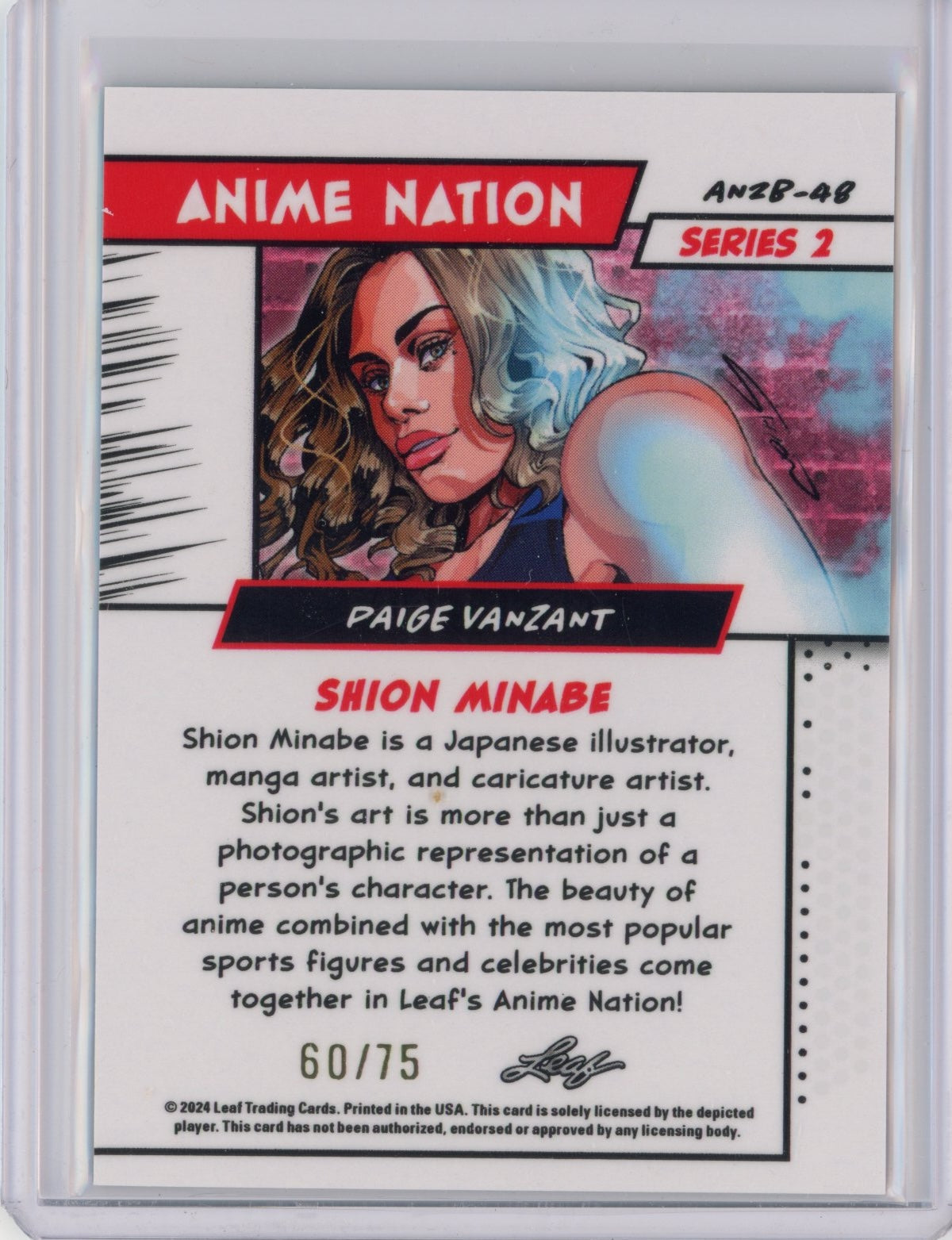 2025 Leaf Web Exclusives Anime Nation Paige VanZant #48 Blue /75 MMA Card