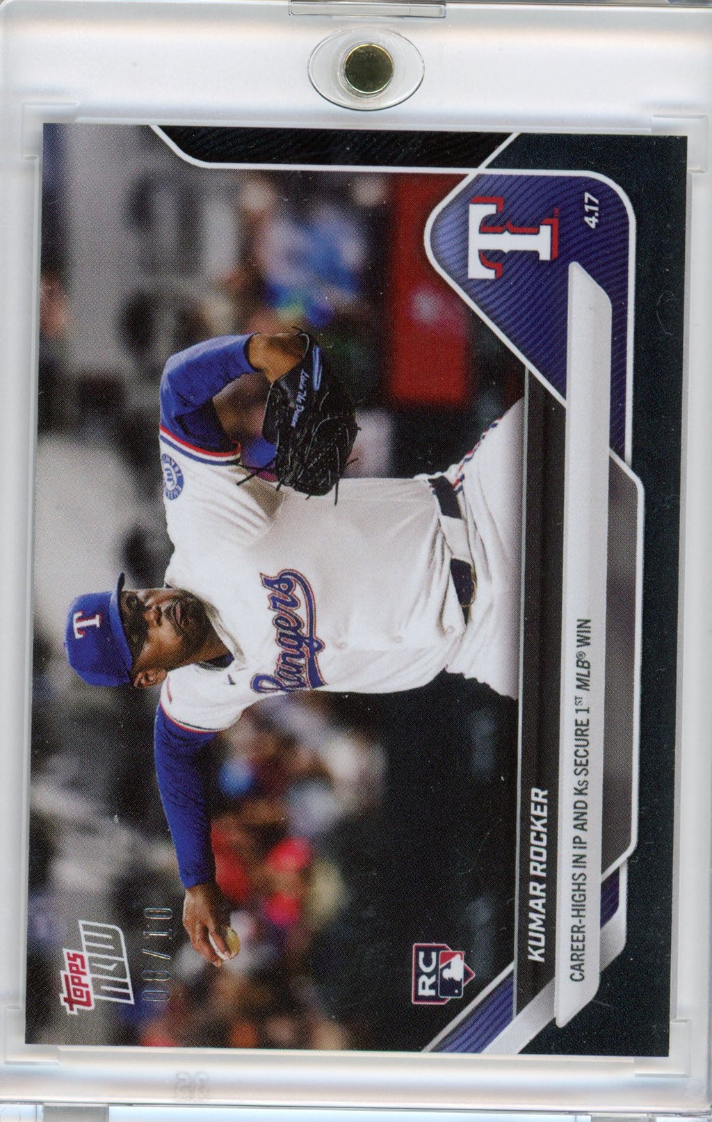2025 Topps Now Kumar Rocker #78 Black /10 Secures 1st MLB Win Rookie RC Baseball Card