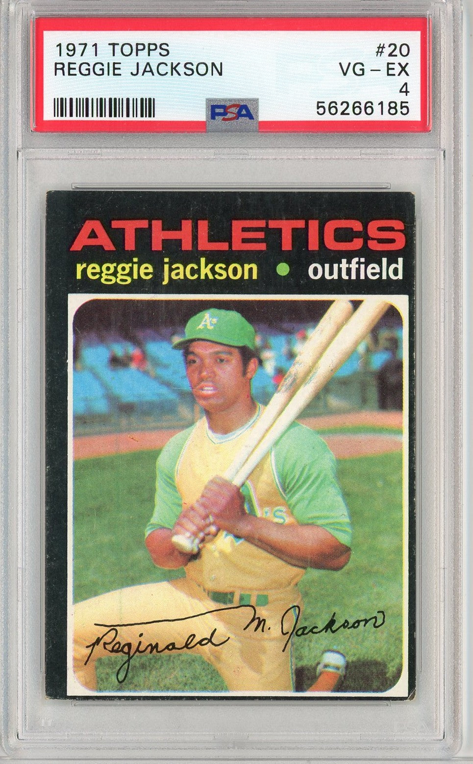 Graded 1971 Topps Reggie Jackson #20 Baseball Card PSA 4 VG-EX