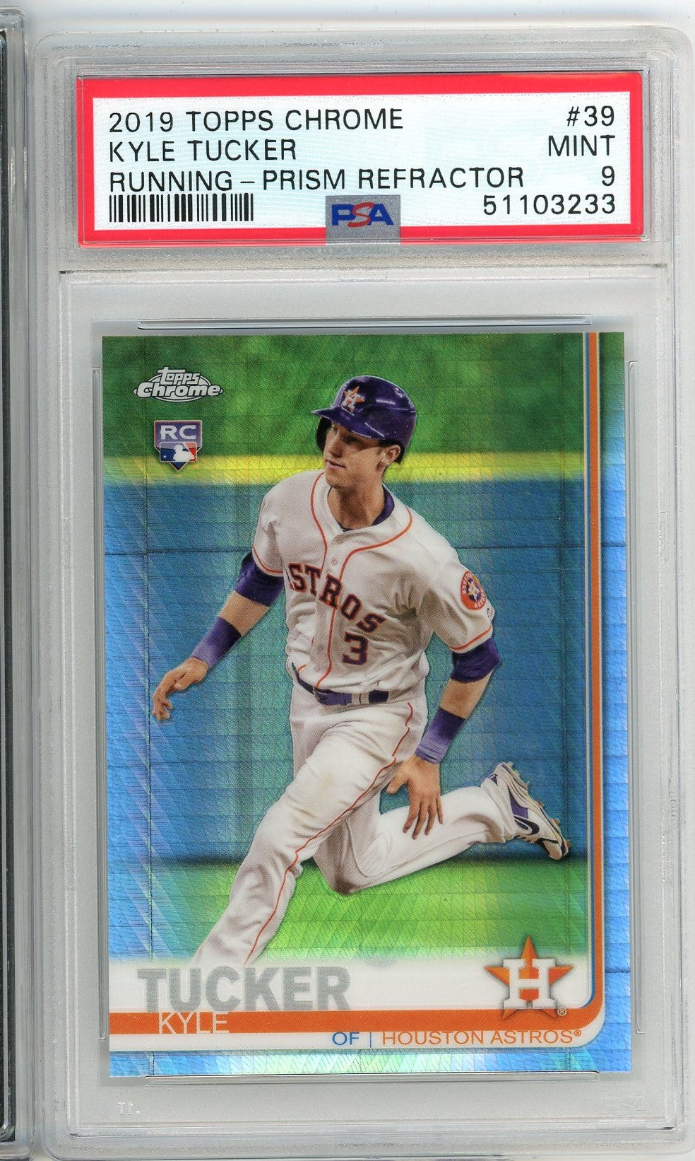 Graded 2019 Topps Chrome Kyle Tucker #39 Running Prism Refractor Rookie RC Baseball Card PSA 9 Mint