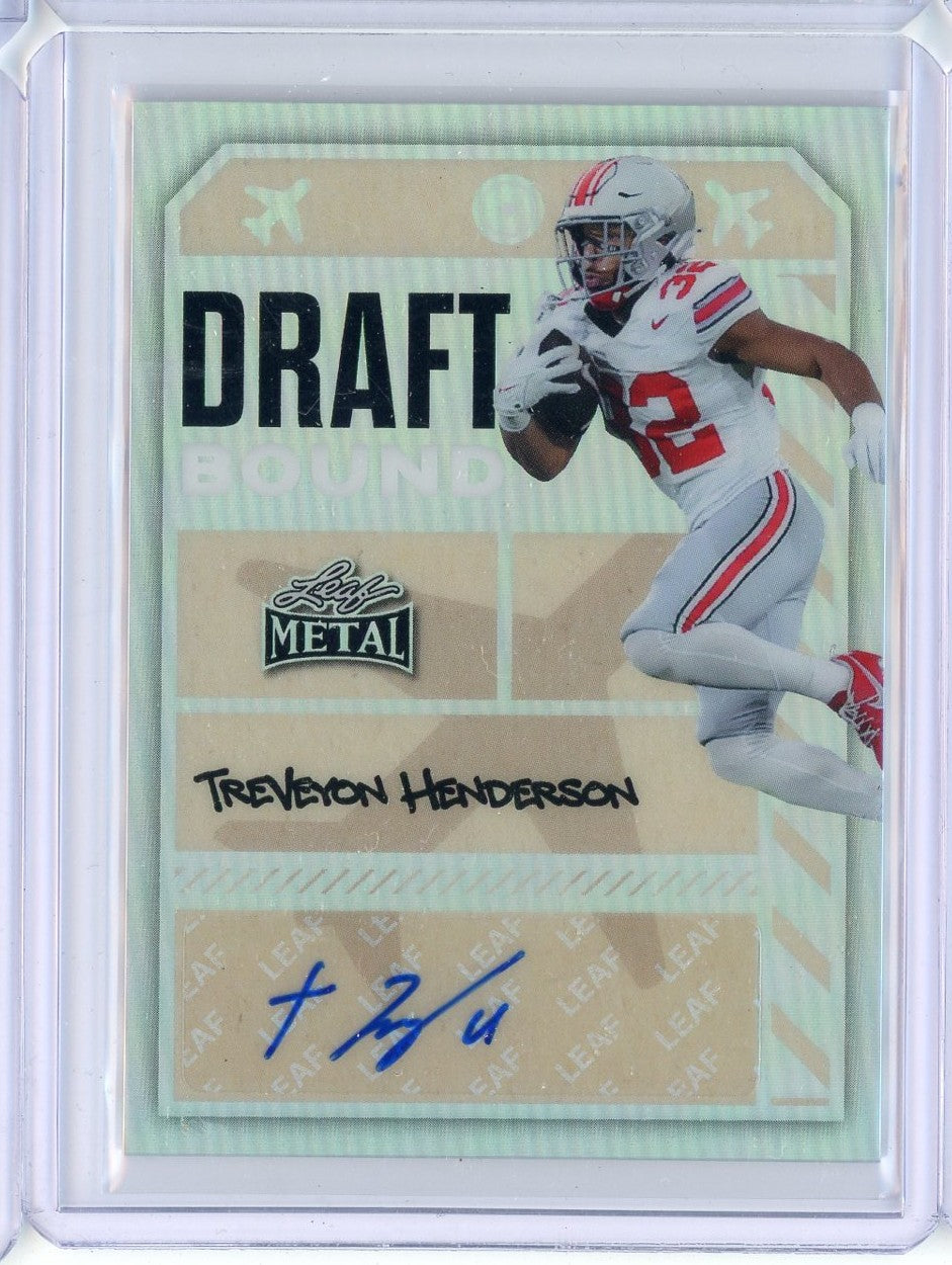 2025 Leaf Metal TreVeyon Henderson #DBATH1 Draft Bound Silver /80 Rookie RC Football Card