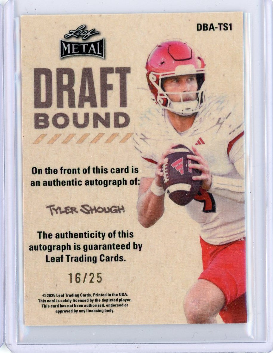 2025 Leaf Metal Tyler Shough #DBATS1 Draft Bound Silver /25 Rookie RC Football Card