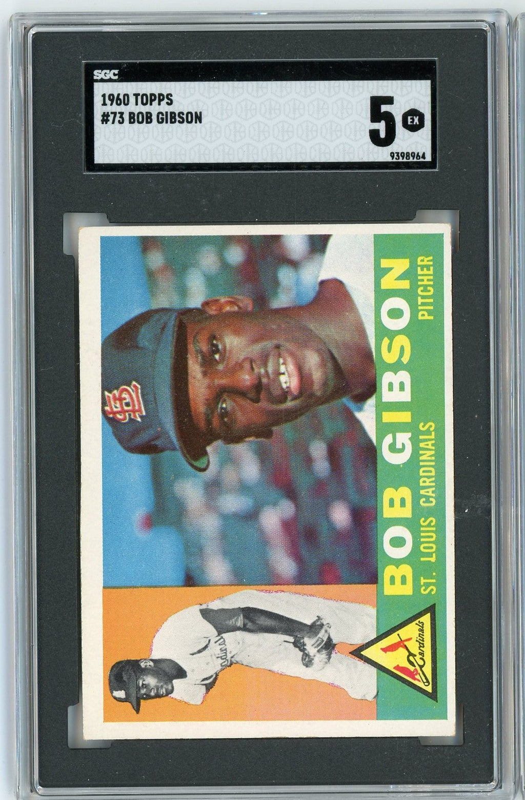 Graded 1960 Topps Bob Gibson #73 Baseball Card SGC 5 Excellent