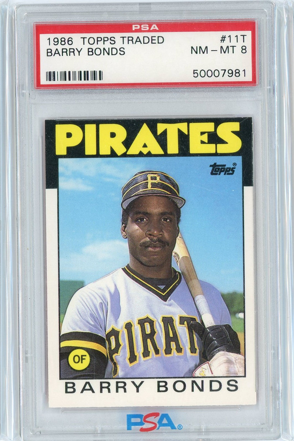 Graded 1986 Topps Traded Barry Bonds #11T Rookie RC Baseball Card PSA 8 NM-MT