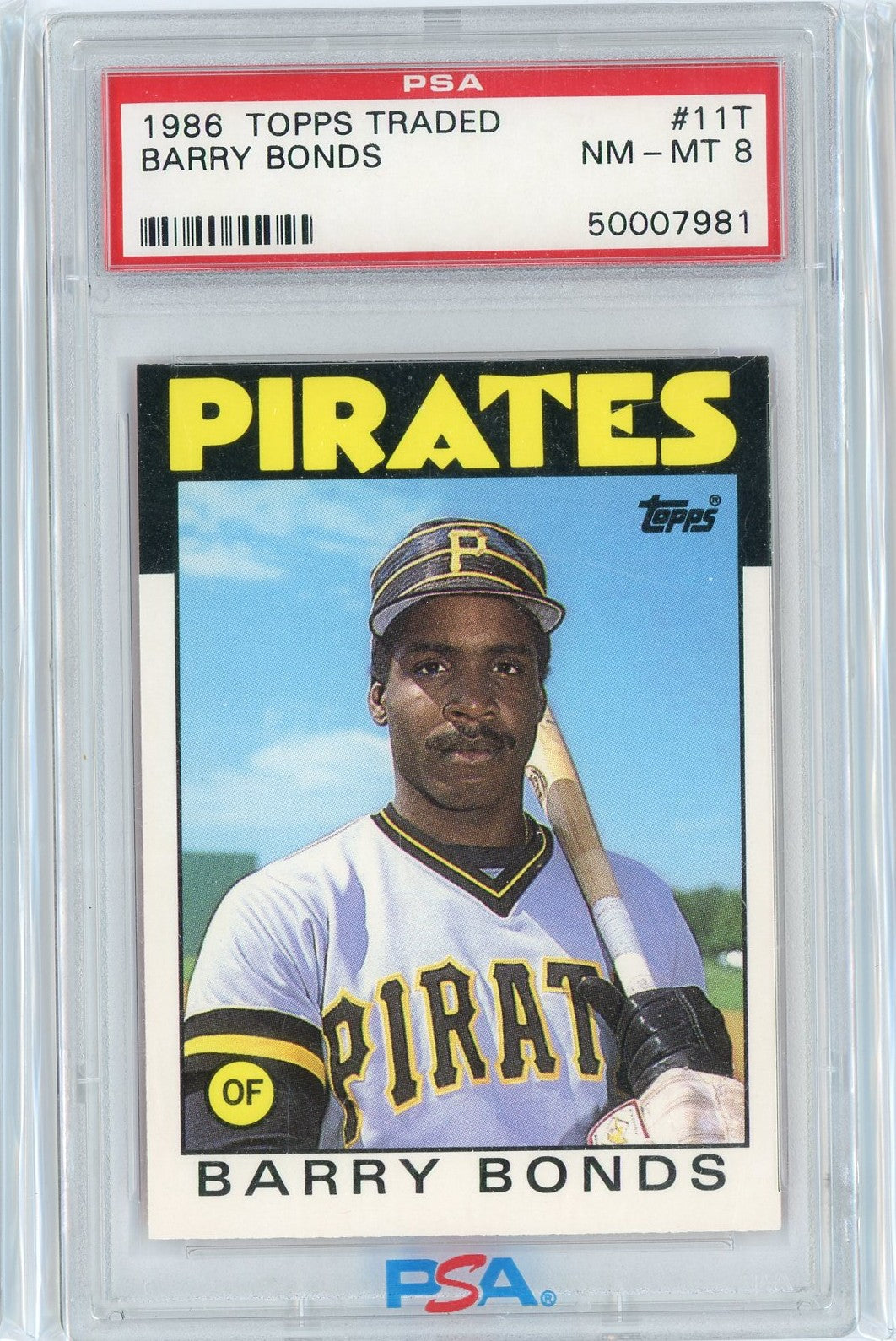 Graded 1986 Topps Traded Barry Bonds #11T Rookie RC Baseball Card PSA 8 NM-MT