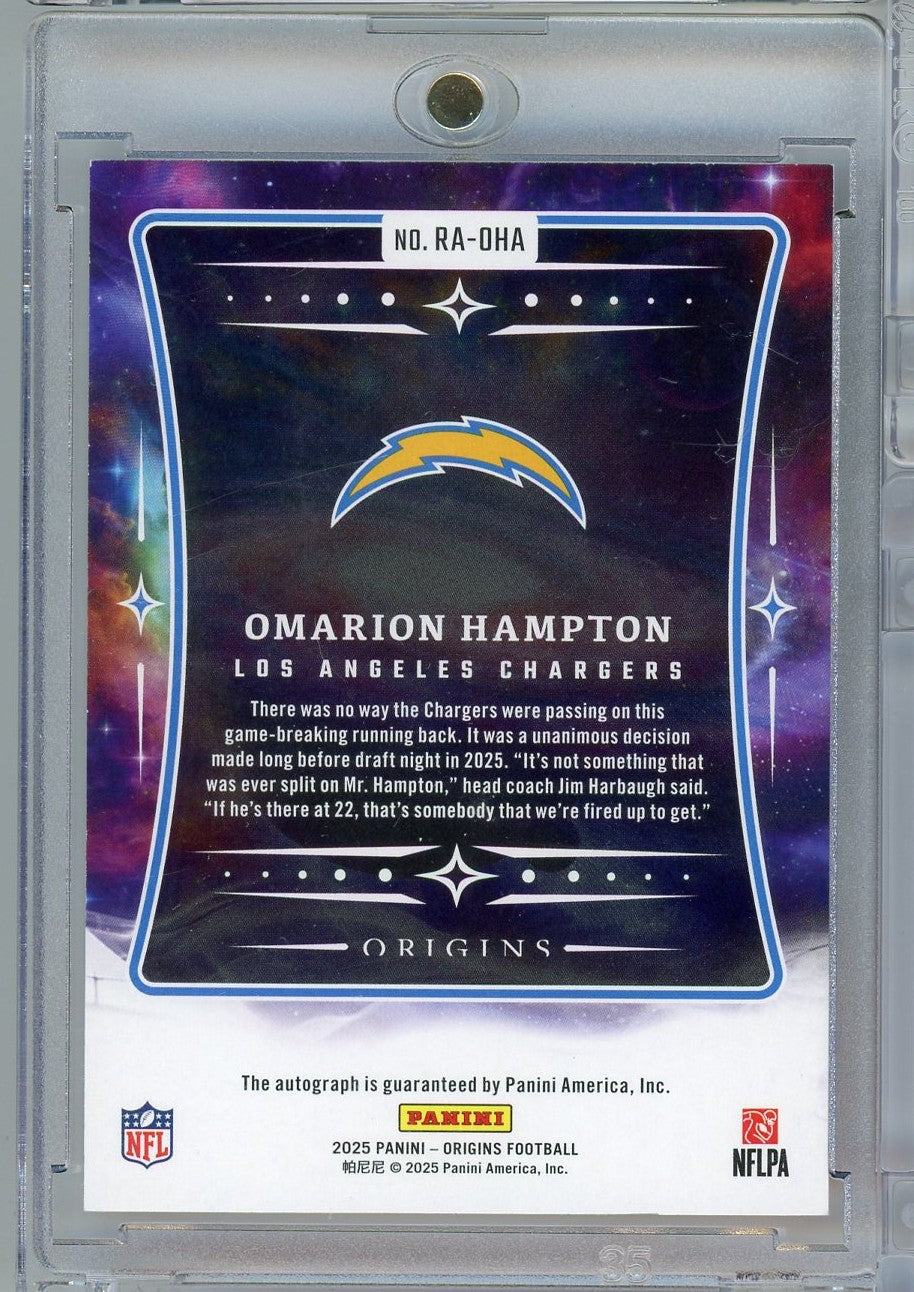 2025 Panini Origins Omarion Hampton #RAOHA /75 Orange Auto Rookie RC Football Card
