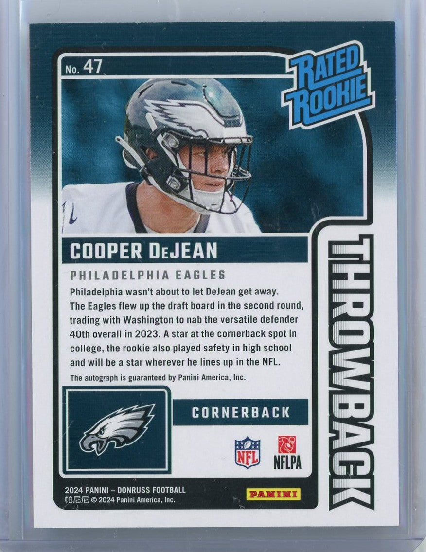 2024 Panini Donruss Throwback Cooper DeJean #47 /49 Auto Rookie RC Football Card