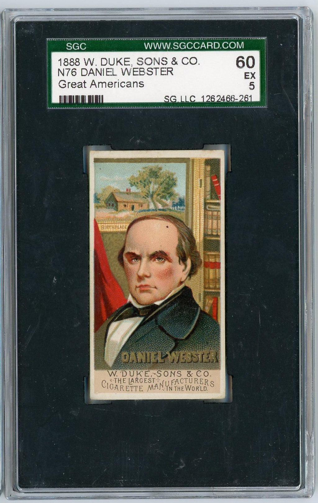 Graded 1888 N76 W. Duke, Sons & Co. Great Americans #WEBSTER Daniel Webster Baseball Tobacco Card SGC 5