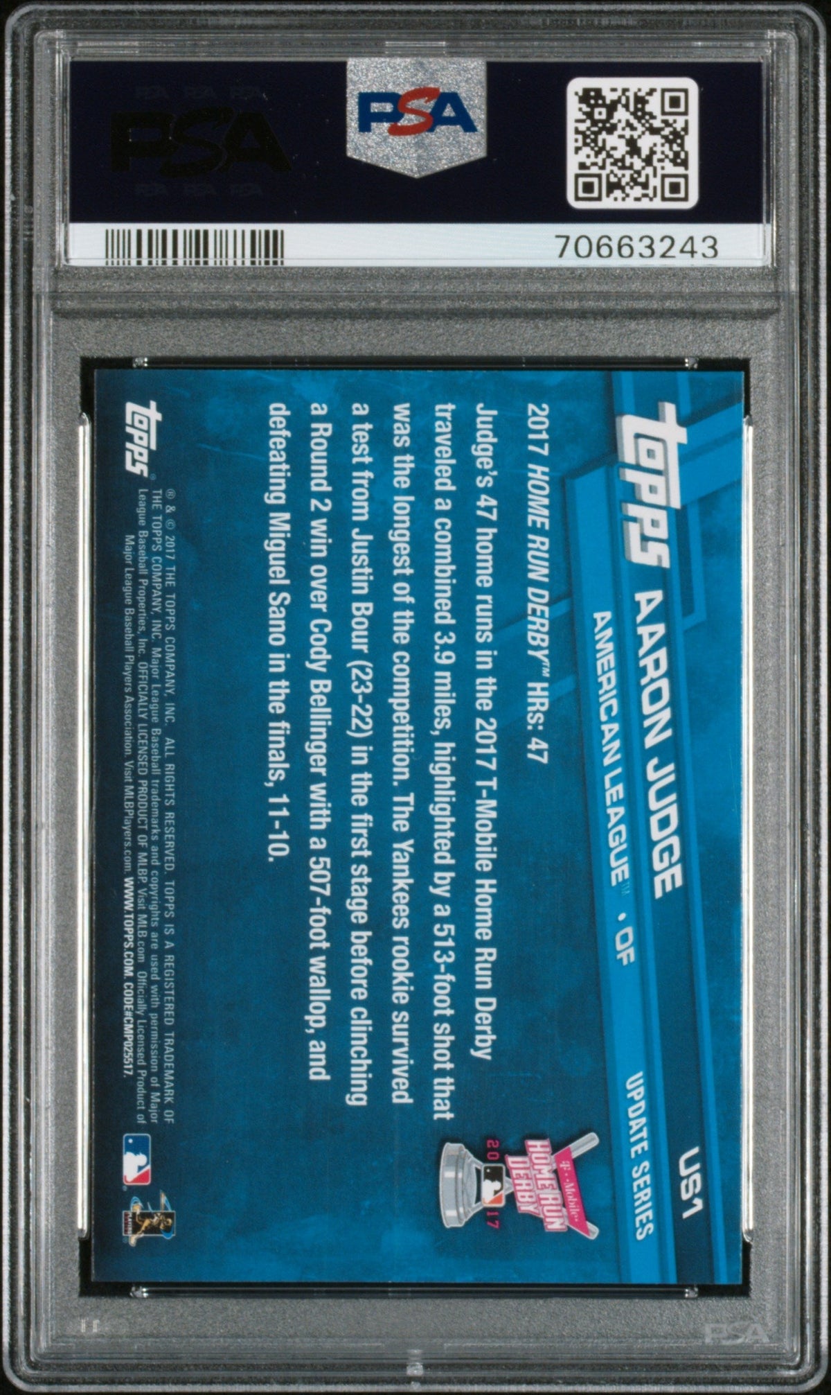 Graded 2017 Topps Update Aaron Judge #US1 Rookie RC Baseball Card PSA 10 Gem Mint