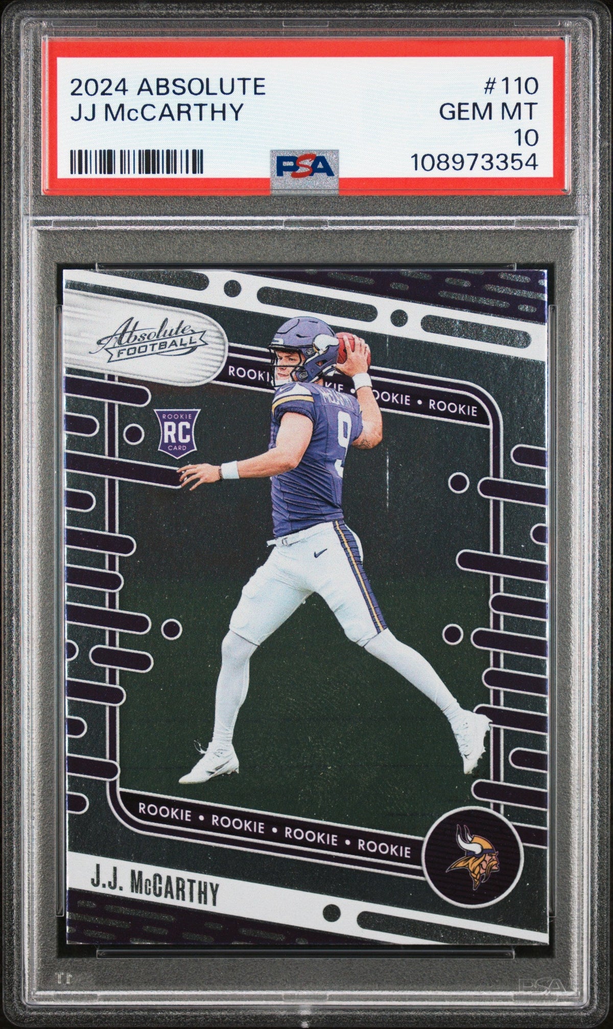 Graded 2024 Panini Absolute JJ McCarthy #110 Rookie RC Football Card PSA 10 Gem Mint