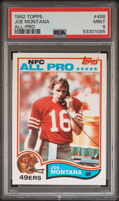 Graded 1982 Topps Joe Montana #488 2nd Year Football Card PSA 9 Mint