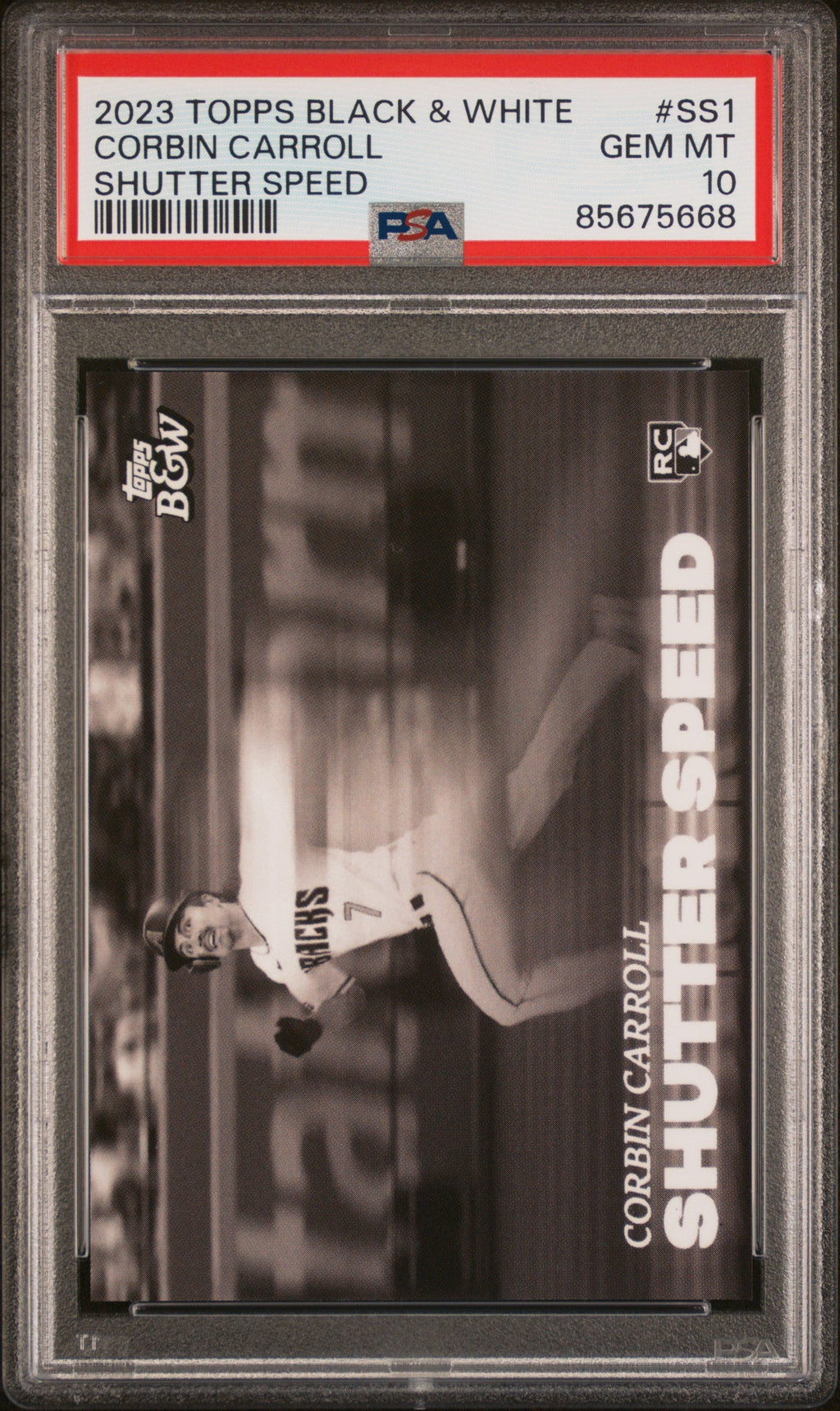 Graded 2023 Topps Black & White Corbin Carroll #SS1 Shutter Speed Rookie RC Baseball Card PSA 10 Gem Mint