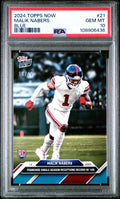 Graded 2024 Topps Now Malik Nabers #21 Blue /49 Rookie RC Football Card PSA 10 Gem Mint