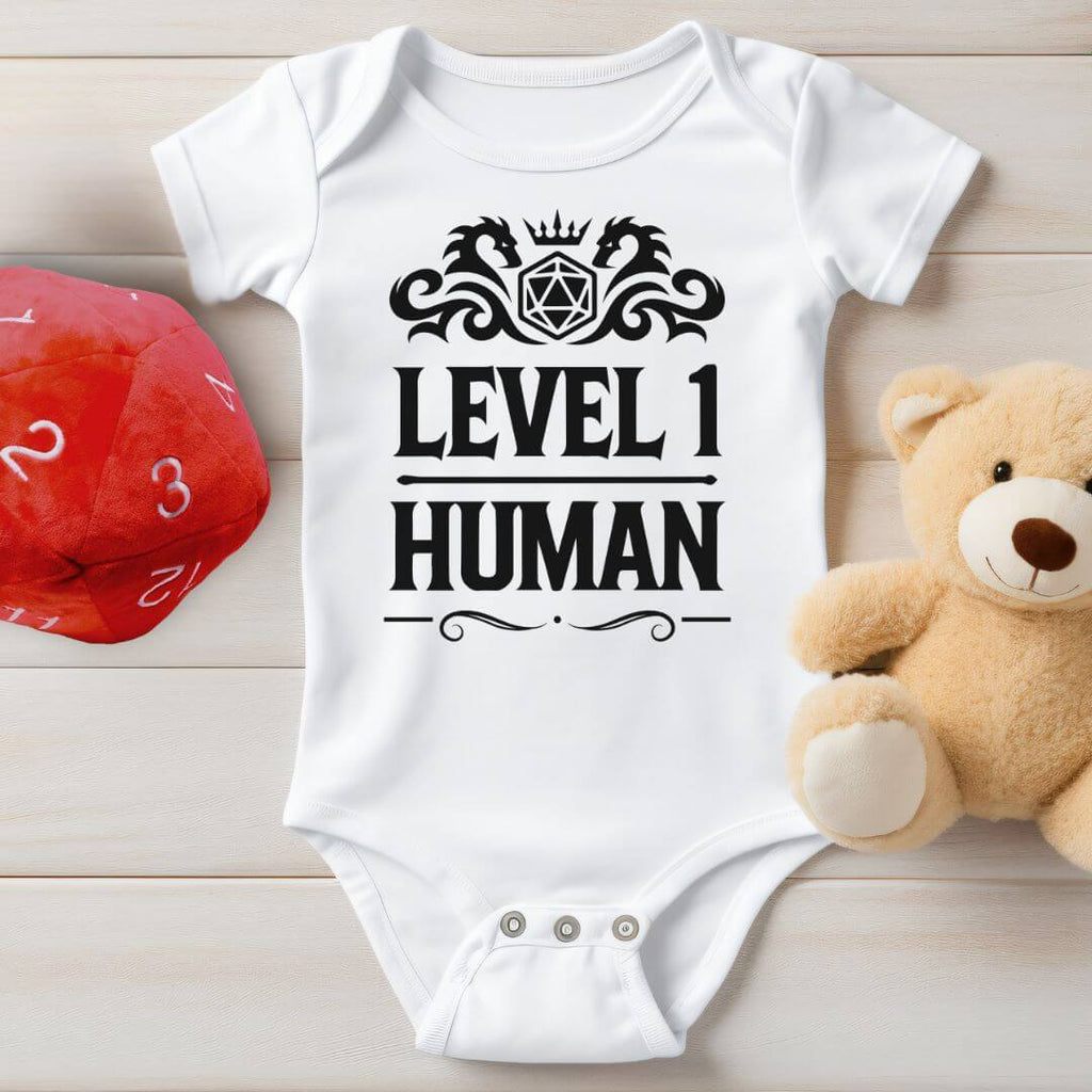 Level 1 Human Onesie - D&D Baby Bodysuit