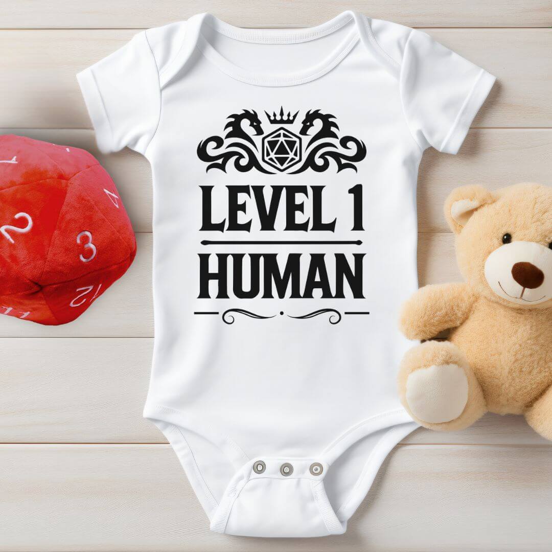Level 1 Human Onesie - D&D Baby Bodysuit