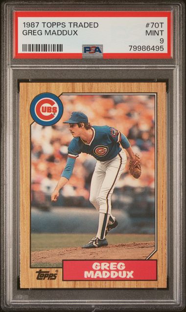 Graded 1987 Topps Traded Greg Maddux #70T Rookie RC Baseball Card PSA 9 Mint